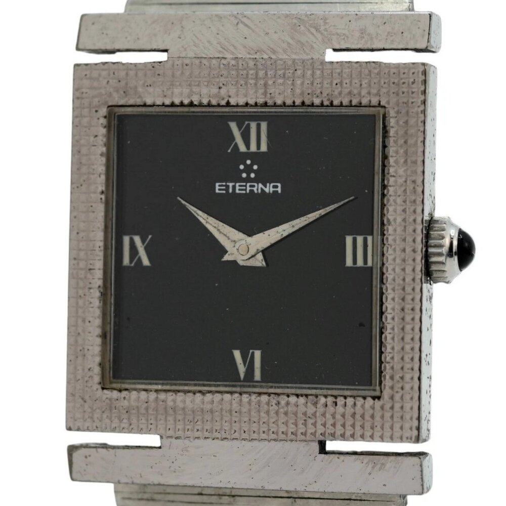 Vintage 1940's Eterna 27mm Mechanical Peseux 7040 Black Dial Watch 408.6327.21!